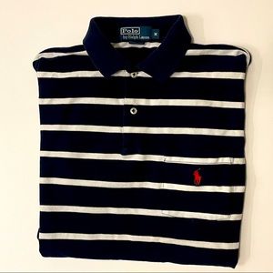Navy & White Striped Polo by Ralph Lauren